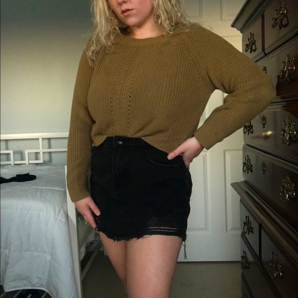 Olive green crop sweater